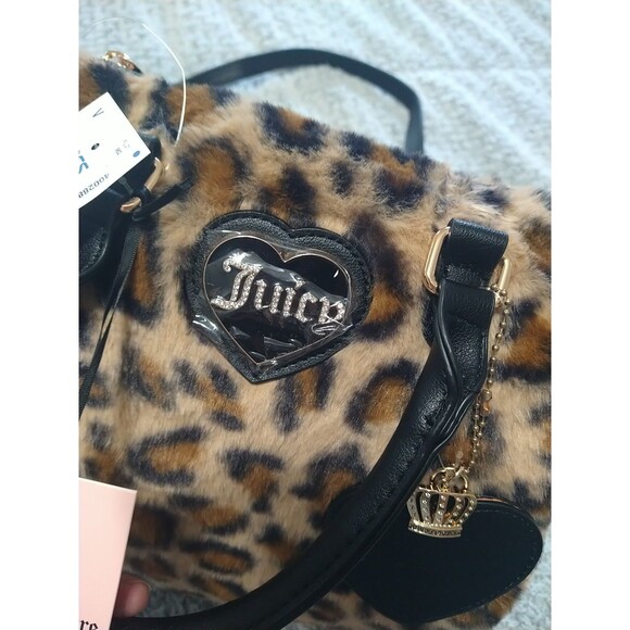 Juicy Faux Fur Leopard Satchel Bag Y2k Nwt - Picture 6 of 11